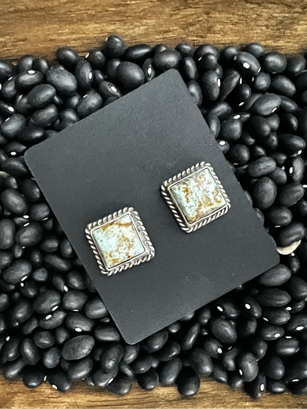 Mine 8 Turquoise & Sterling Silver Square Studs